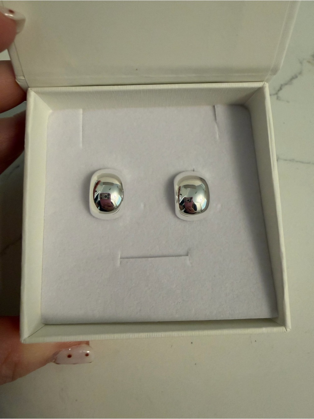Polished Dome Silver Stud Earrings - Shiny Silver Women Jewelry